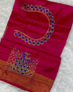 Pink Colour Kalanjali Paithani with Aari Work Blouse