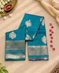 Dusty Sky Blue Colour Semi-Silk Saree with Rich Zari Pallu