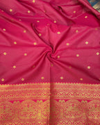 Peacock Blue Colour Semi Silk Contrast Border Zari Saree
