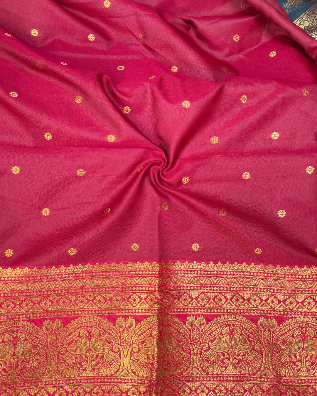 Peacock Blue Colour Semi Silk Contrast Border Zari Saree