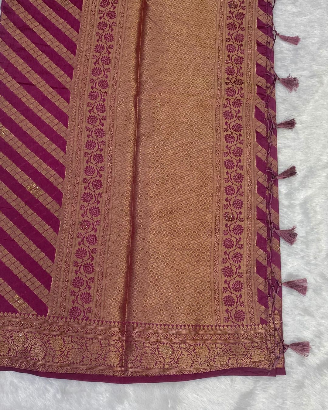 Wine Colour Vichitra Silk Swarovski Work Saree