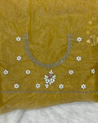 Old Gold Colour Soft Net Cutwork border Saree