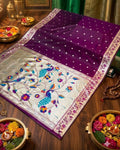 Wine Colour Bamboo Paithani Saree M 15237