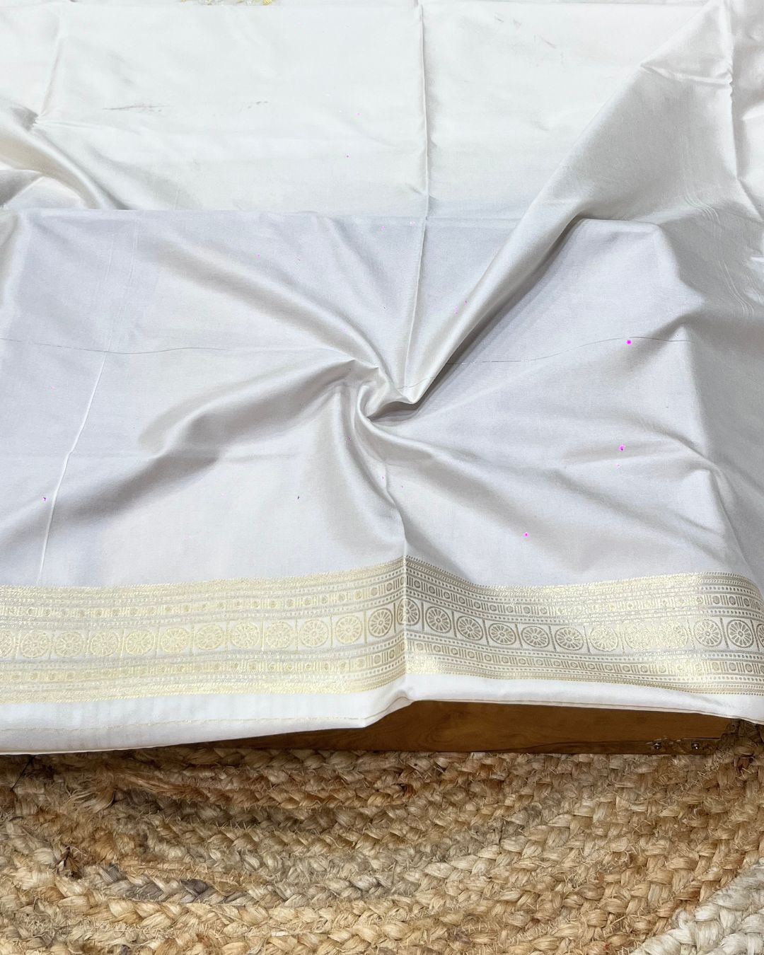 Pearl White Colour Soft South Silk Saree