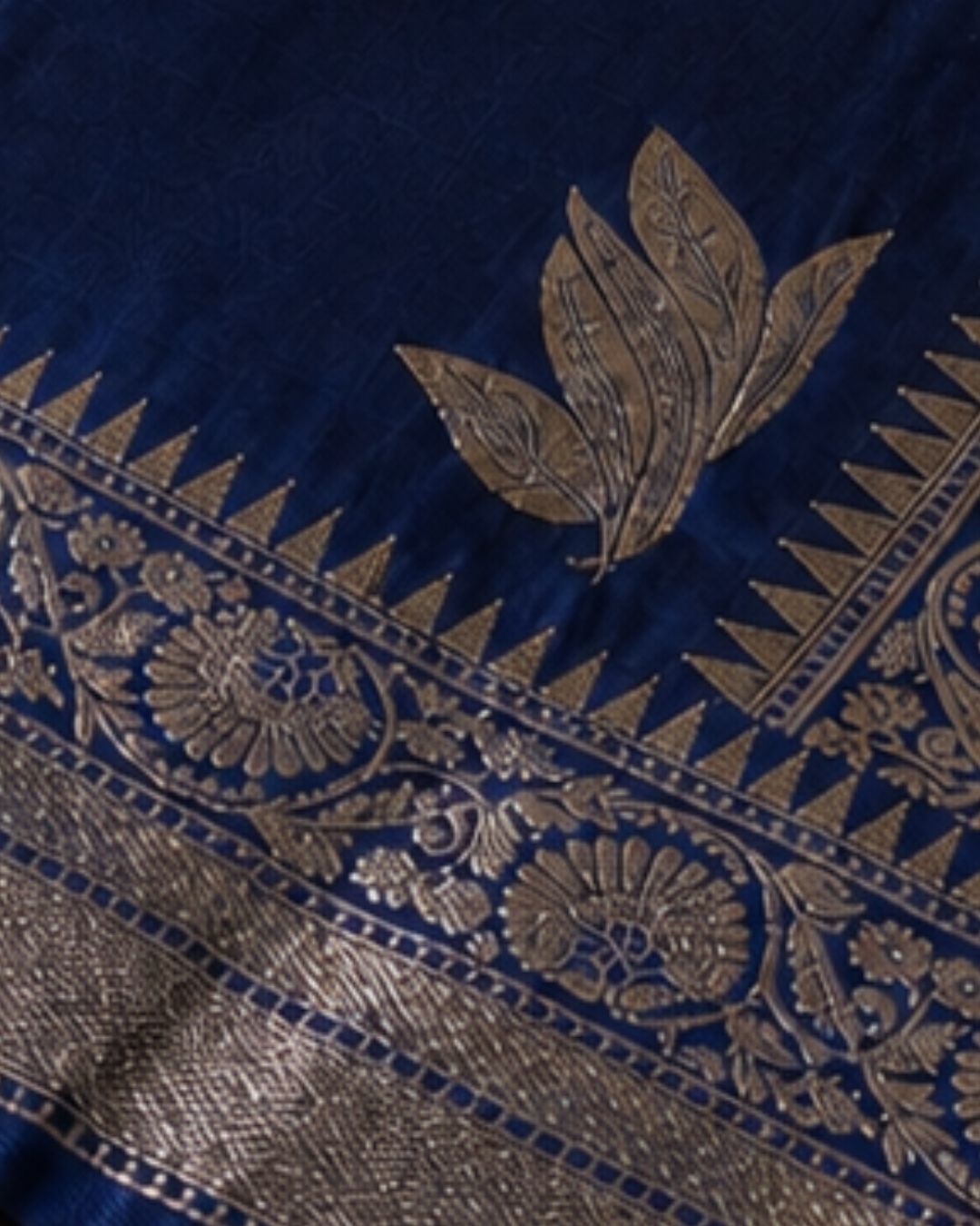 Navy Blue Colour Semi Silk Saree with Golden Rich Border