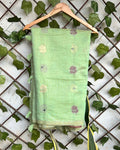 Pista Green  Colour Muga Cotton Saree with Contrast Blouse