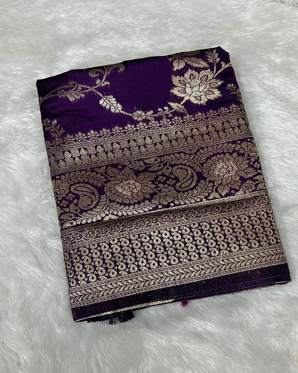 Purple Colour Dola Silk Saree