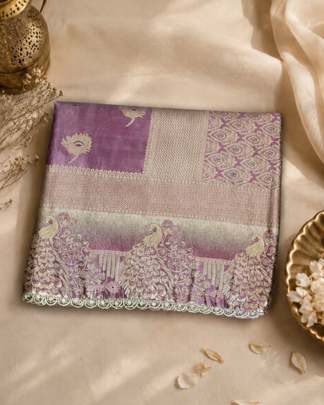 Dusty Onion Pink Colour Soft Silk Saree With Moti Border