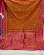Rusty Orange Colour Silk Paithani Saree with Contrast Blouse