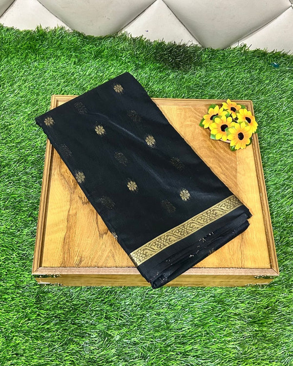 Black Colour Maheshwari Cotton Saree M15186