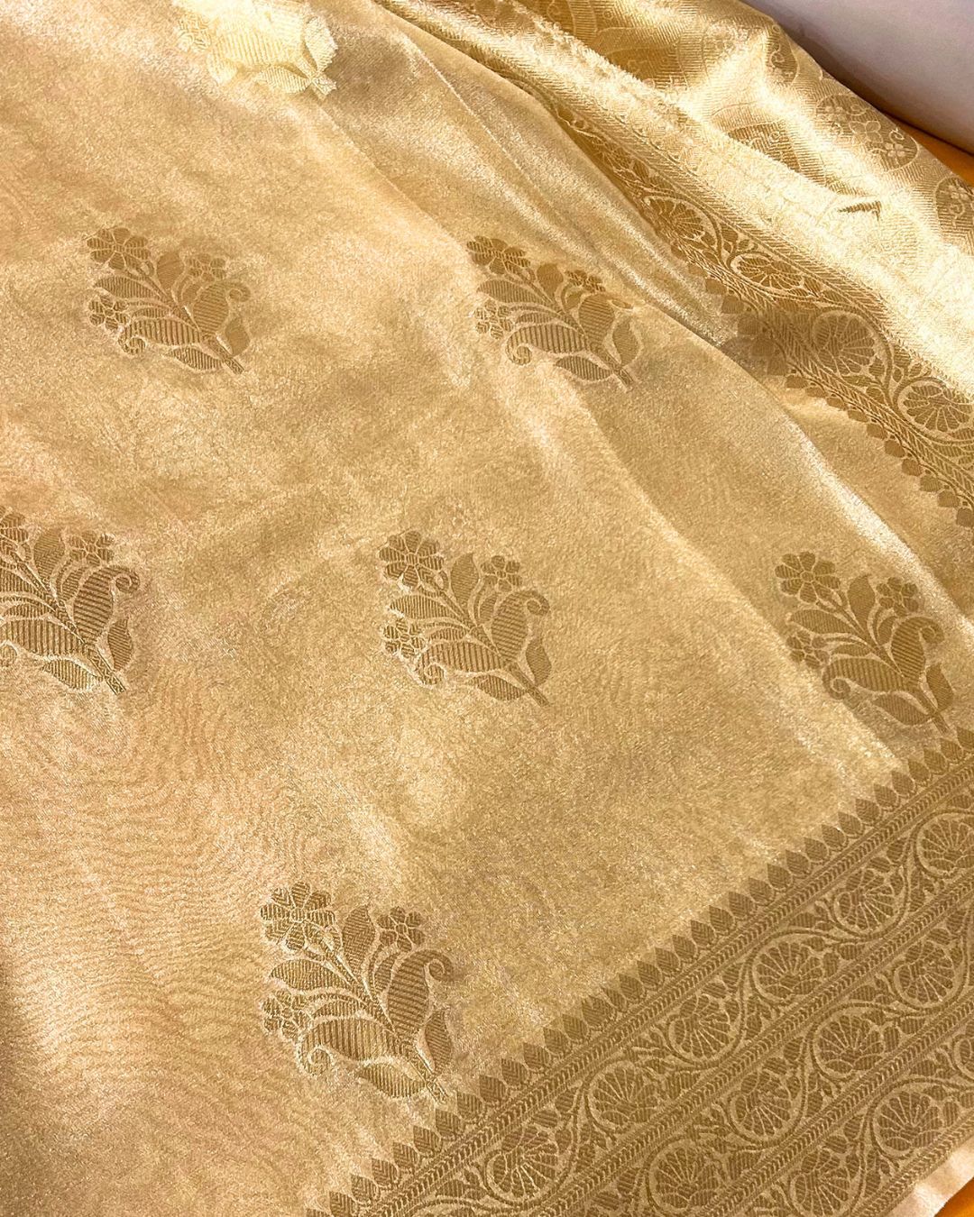 Golden Colour Rekha Tissue Silk Saree
