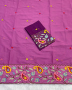 Magenta Colour Shimmer Georgette Thread Work Saree