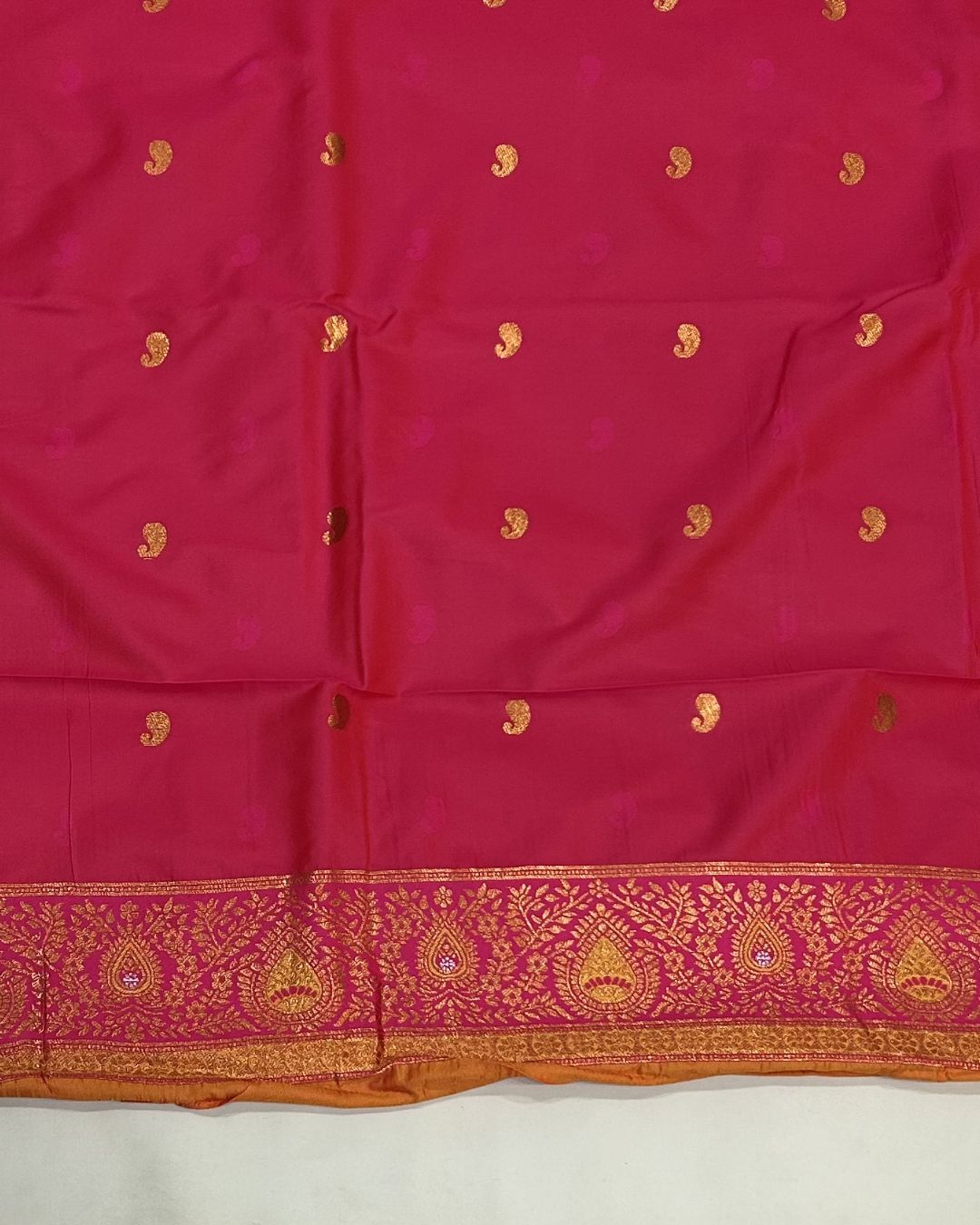 Rusty Orange Colour Silk Paithani Saree with Contrast Blouse