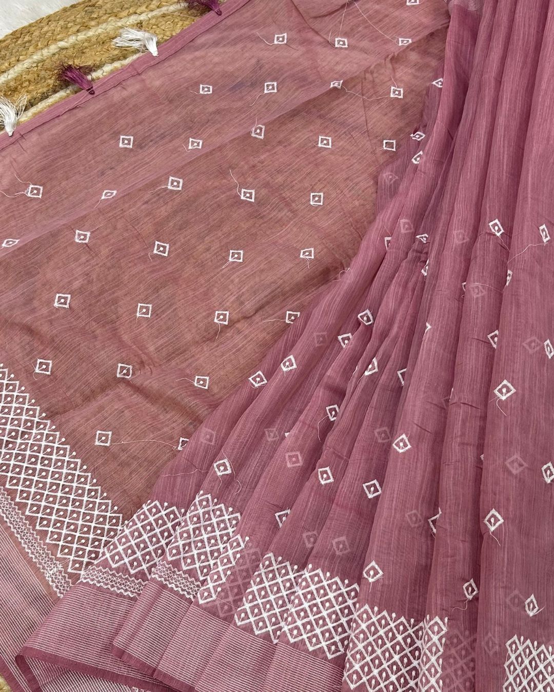 Onion Pink Colour Cotton Saree