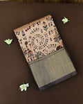 Peach Colour Tussar Silk Printed Saree
