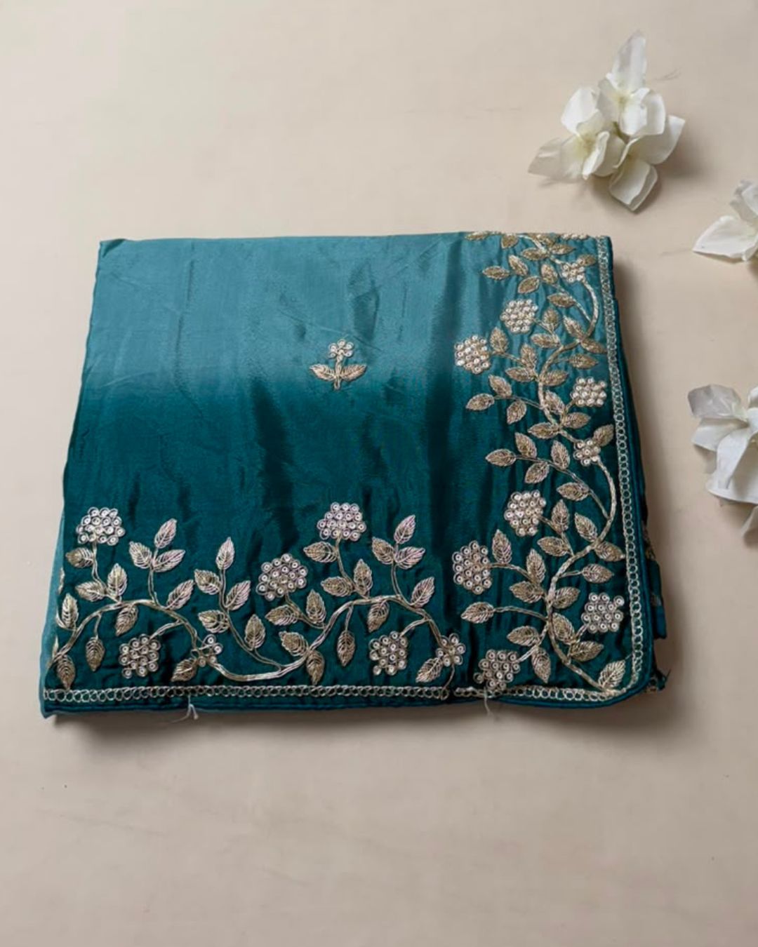 Dusty Turquoise  Colour Art Silk  Saree with Katdana Work