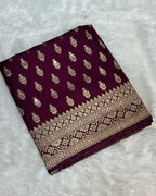 Wine Colour Dola Silk Saree