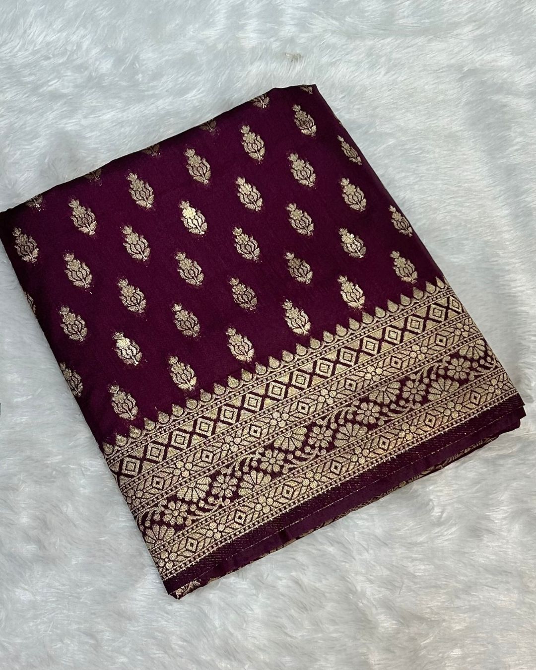 Wine Colour Dola Silk Saree