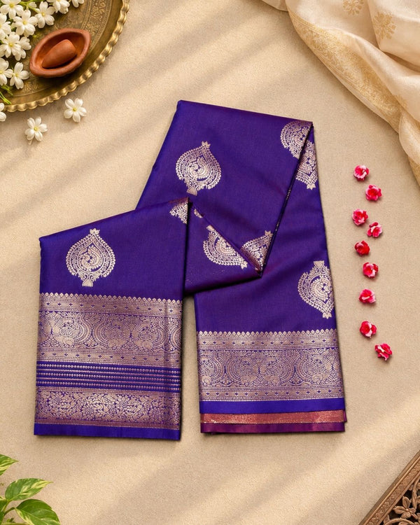 Magenta  Colour Semi-Silk Saree with Rich Zari Pallu