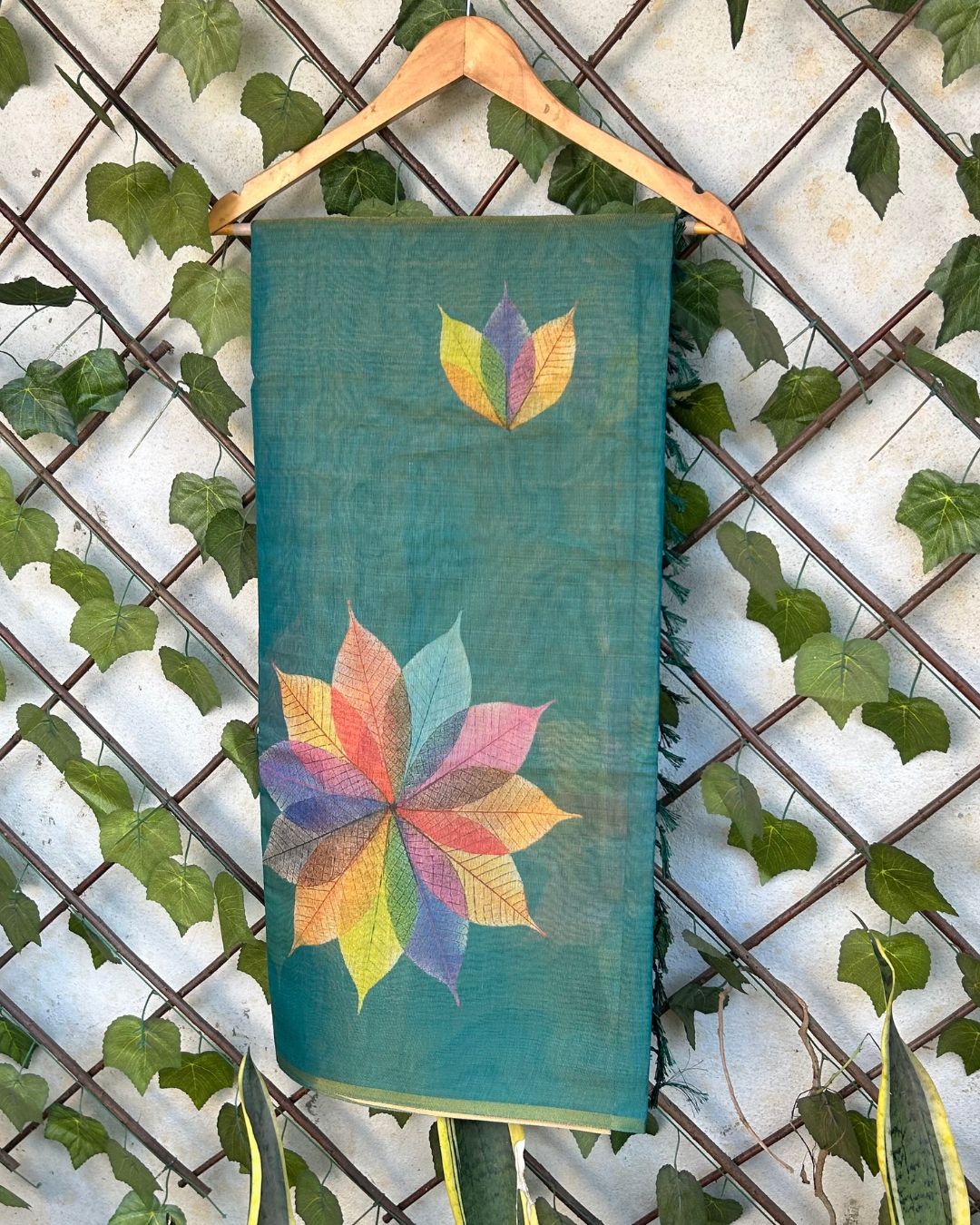 Green Colour Cotton Tissue Saree