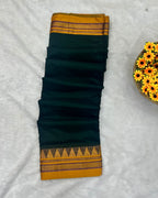 Dark Green Colour Irkal/Ilkal Cotton Saree