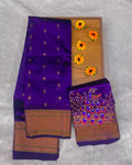 Purple Colour Kalanjali Paithani with Aari Work Blouse
