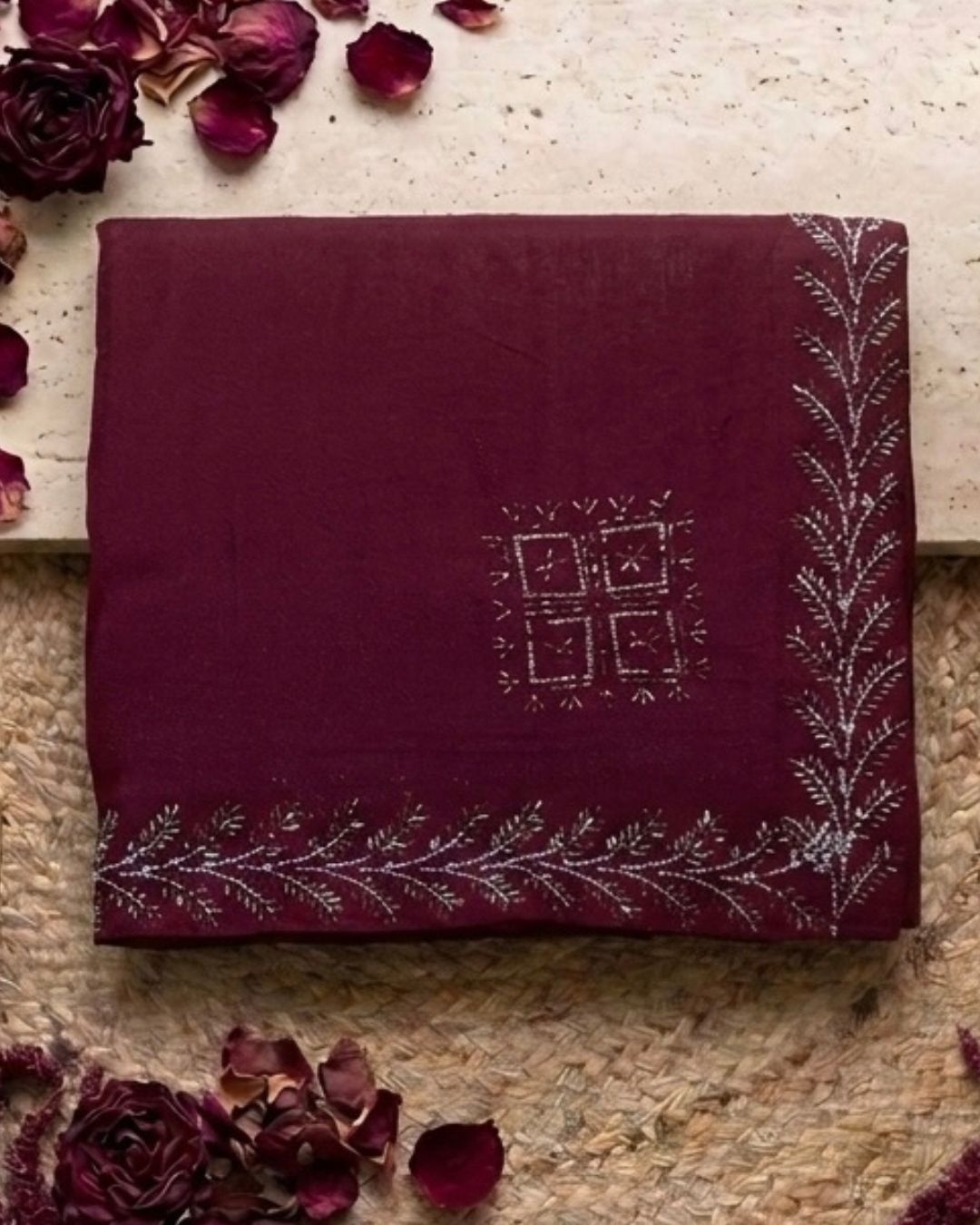 Cherry Pink Colour Star Georgette Saree