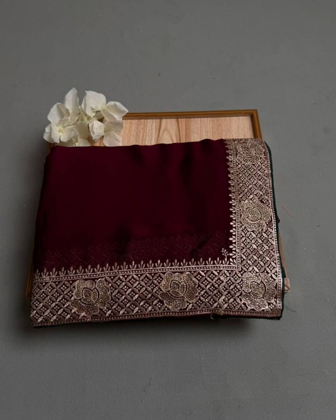 Wine Colour Art Silk Work Saree with Contrast Blouse