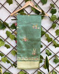 Sage Green Colour Cotton Silk Warli Design Saree