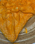 Mango Yellow Colour Batik Cotton Saree