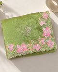 Sage Green Colour Crunchy Silk Thread Work Saree