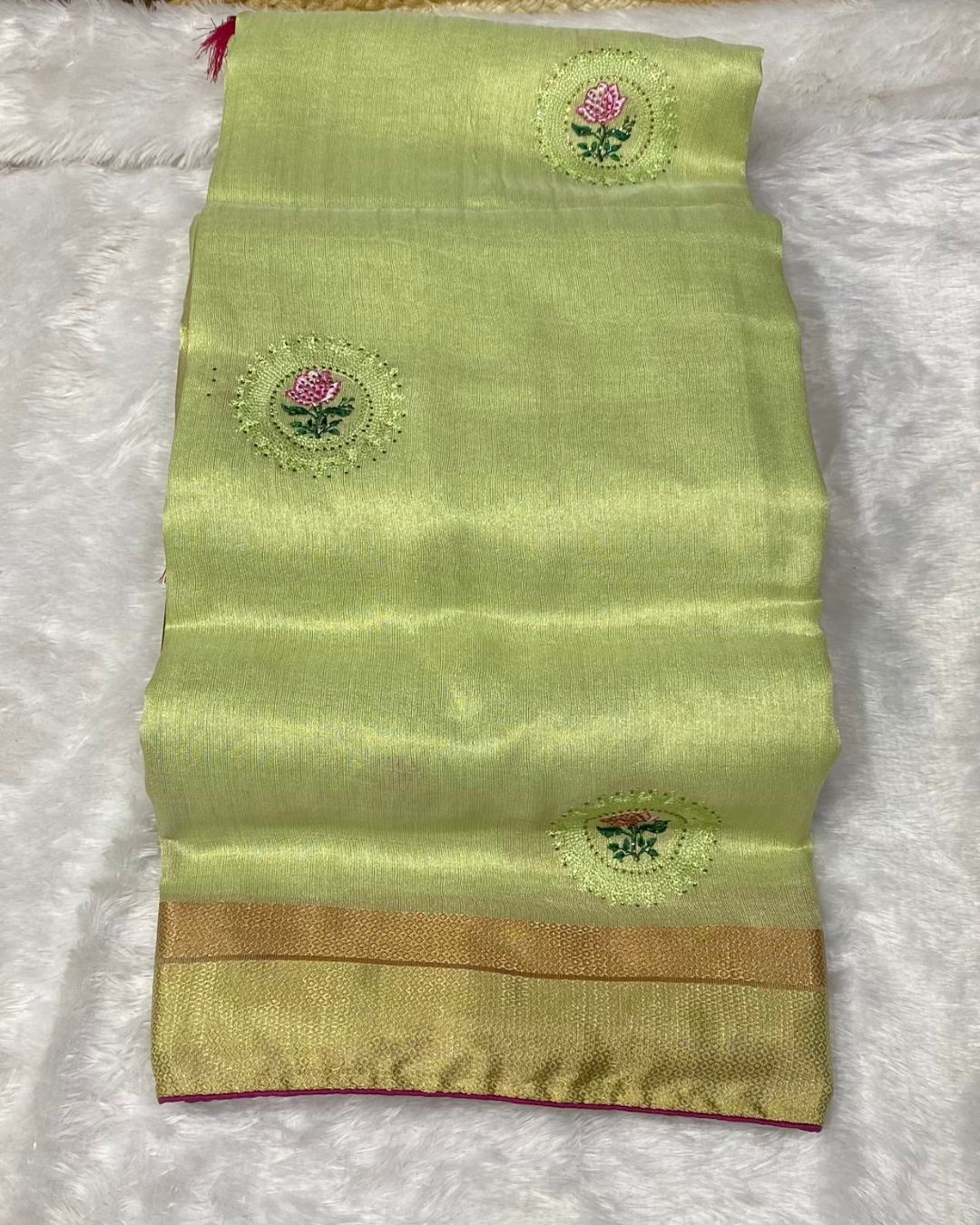 Pista Colour Tissue Silk Saree