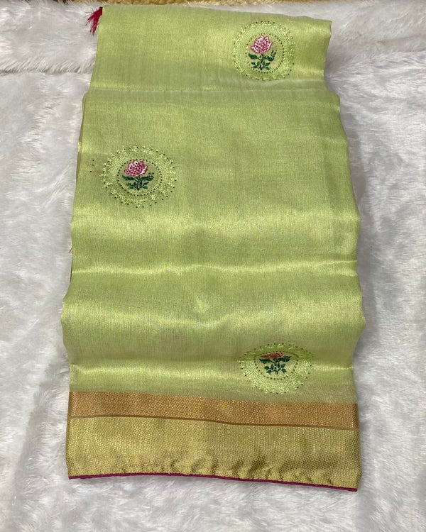 Pista Colour Tissue Silk Saree