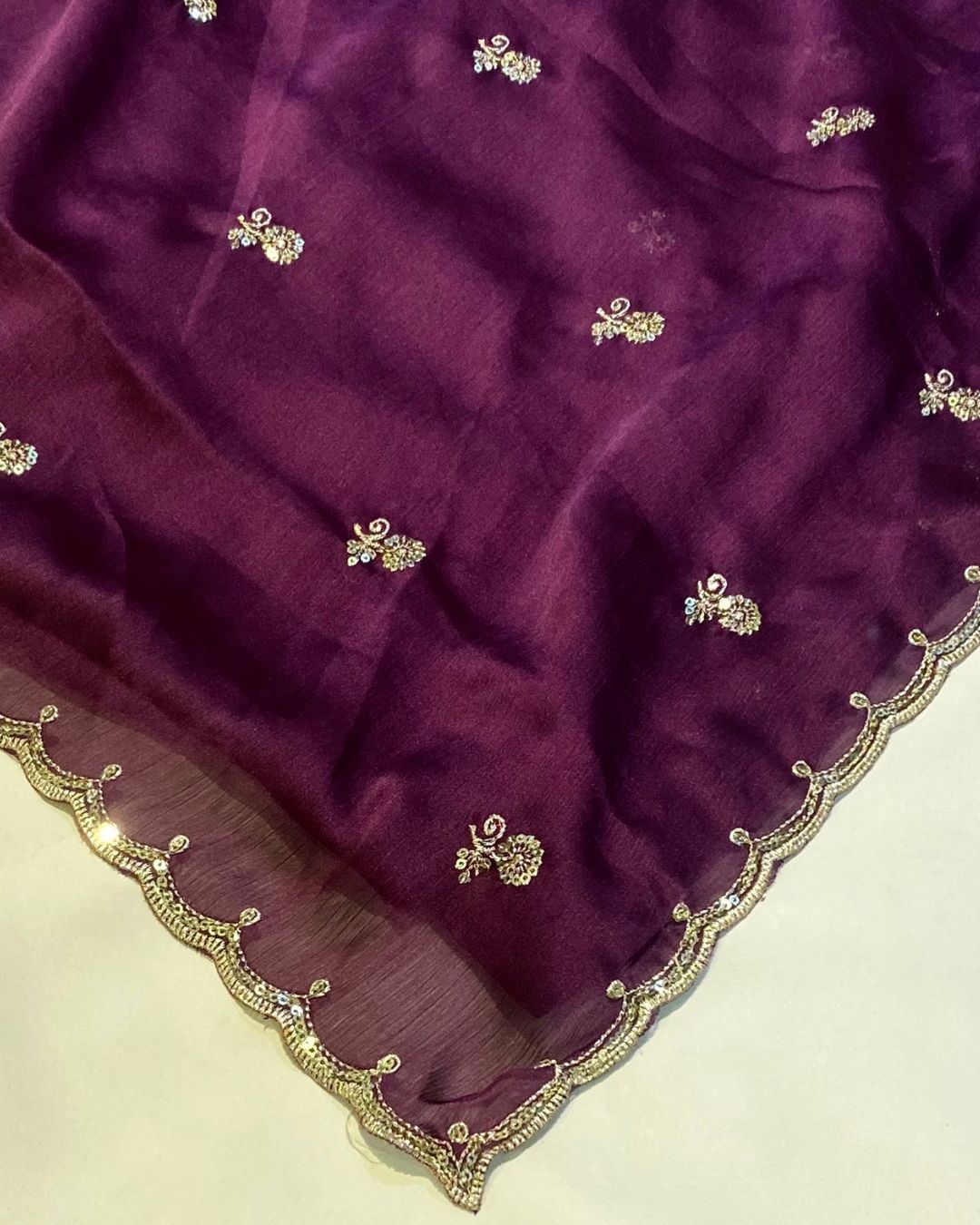 Wine Colour Fandy Silk Saree with Cut Work Border