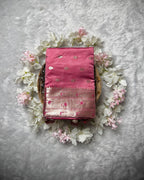 Peach Pink  Colour Soft Satin Silk Muniya Border Saree