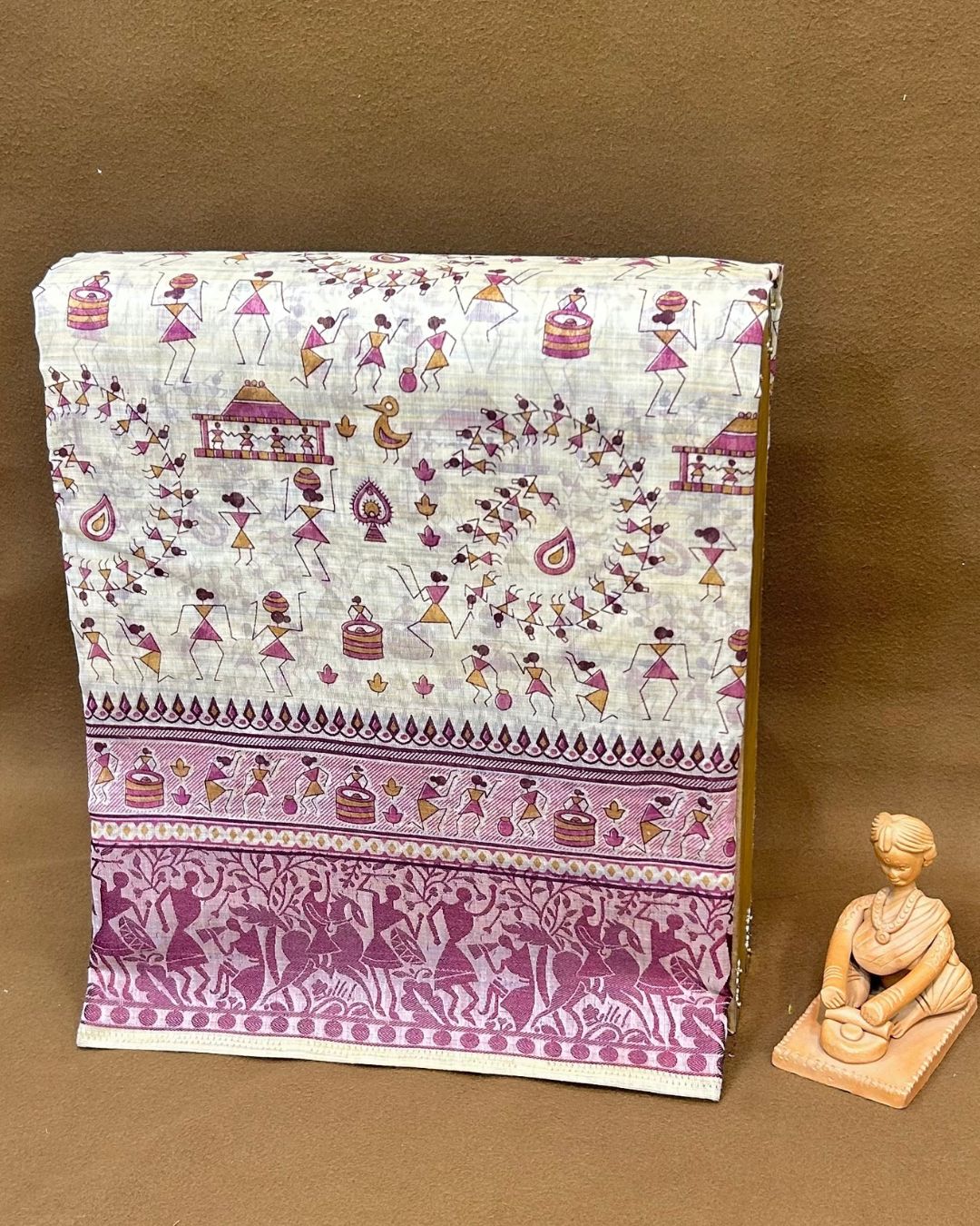 Off White Colour Cotton Warli Design Saree
