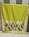 Parrot Green Colour Bamboo Paithani Saree M 15237