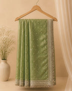 Olive Green Colour Space Silk Work Saree