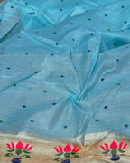 Blue Colour Cotton Meenakari Work Saree