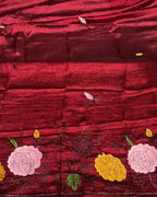 Light Orange Colour Floral Embroidered Style Designer Saree