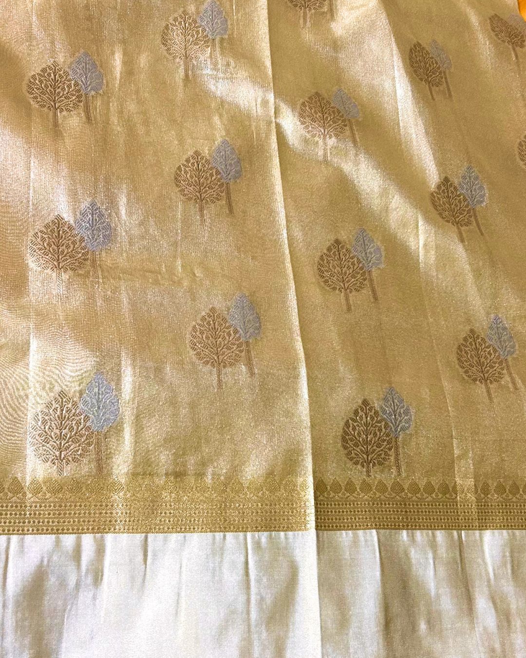 Golden Colour Rekha Tissue Silk Saree