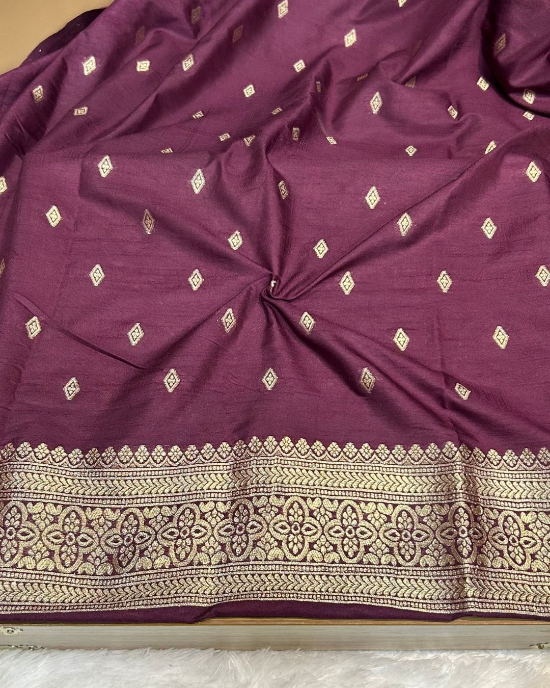 Wine Colour Dola Silk Saree