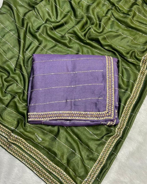 Lavender Colour Stone Work Soft Shimmer Saree