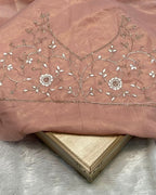Dusty Peach Colour Shimmer Georgette Saree with Embroidery Work