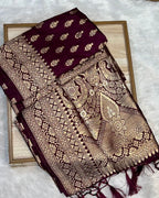 Wine Colour Dola Silk Saree