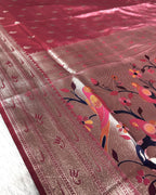 Peach Pink  Colour Soft Satin Silk Muniya Border Saree