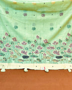Pista Green  Colour Muga Cotton Saree with Contrast Blouse