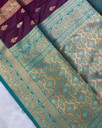 Wine Colour Semi Silk Contrast Border Zari Saree