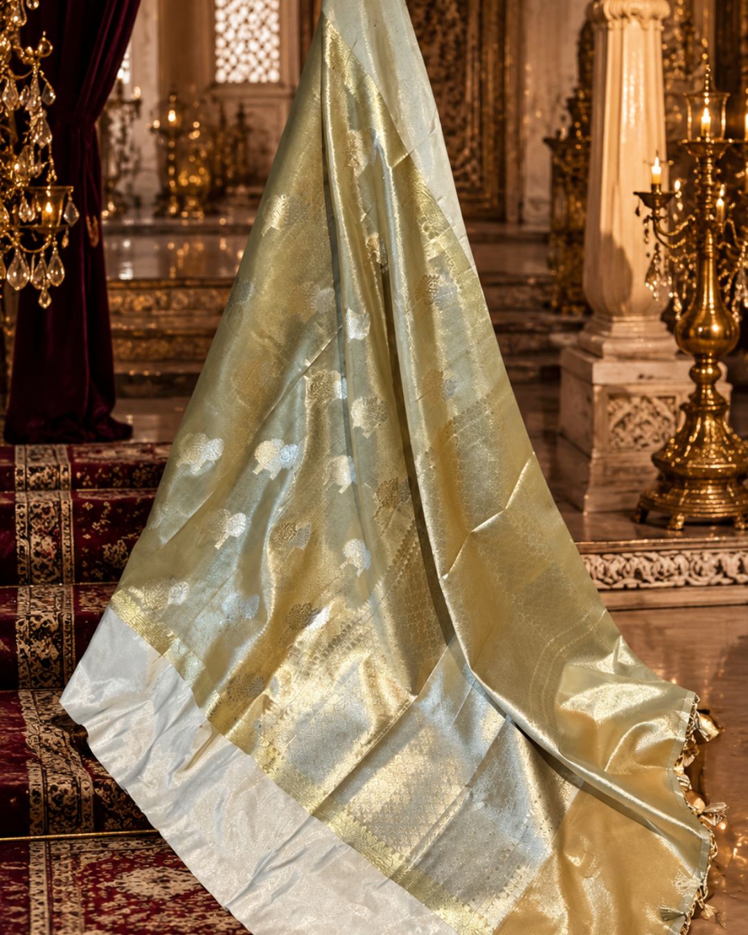 Golden Colour Rekha Tissue Silk Saree