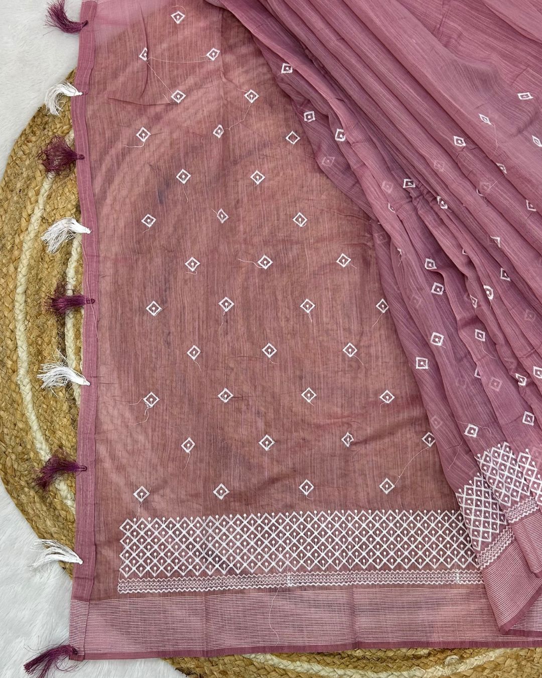 Onion Pink Colour Cotton Saree